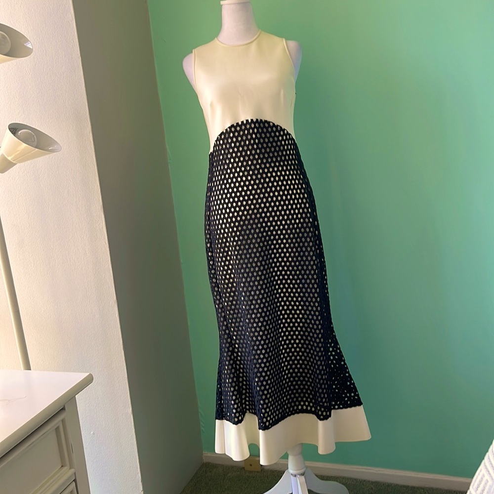 Long cream with black knit on the bottom from Bergdorf Goodman